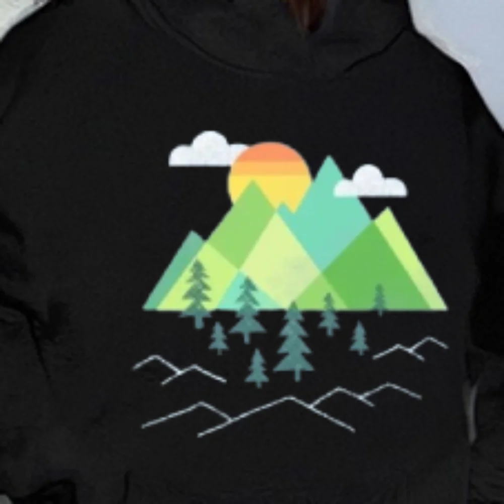 Sweat-shirt à capuche avec coucher de soleil de montagne, graphique de scène naturelle, décontracté, ample, manches longues, Unique, Cool, extérieur, vêtements en tissu à la mode