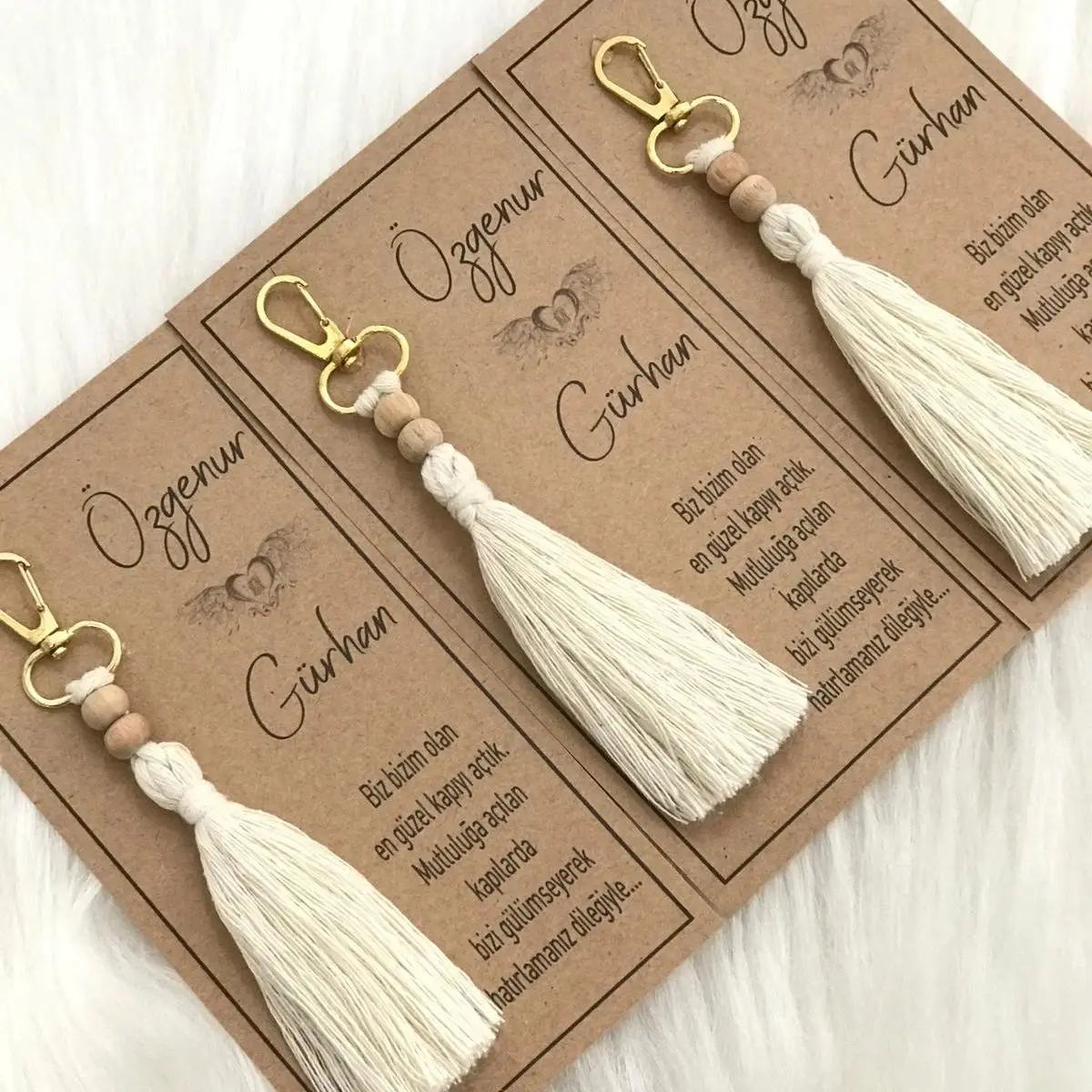 Tassel Handmade Gift Macrame (100 PCS) Macrame Keychain For Wedding Henna Promise Gift Hand Knitted