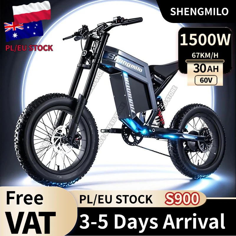 Shengmilo S900 Bici Elettrica per adulti 1500W Motore 60V30Ah Batteria Mountain Off-road Moto 20*4.0 Pollici Fat Tire Ebike