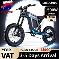 Shengmilo S900 Electric Bike for adult 1500W Motor 60V30Ah Battery Mountain Off-road Motorcycle 20*4.0 Inch Fat Tire Ebike