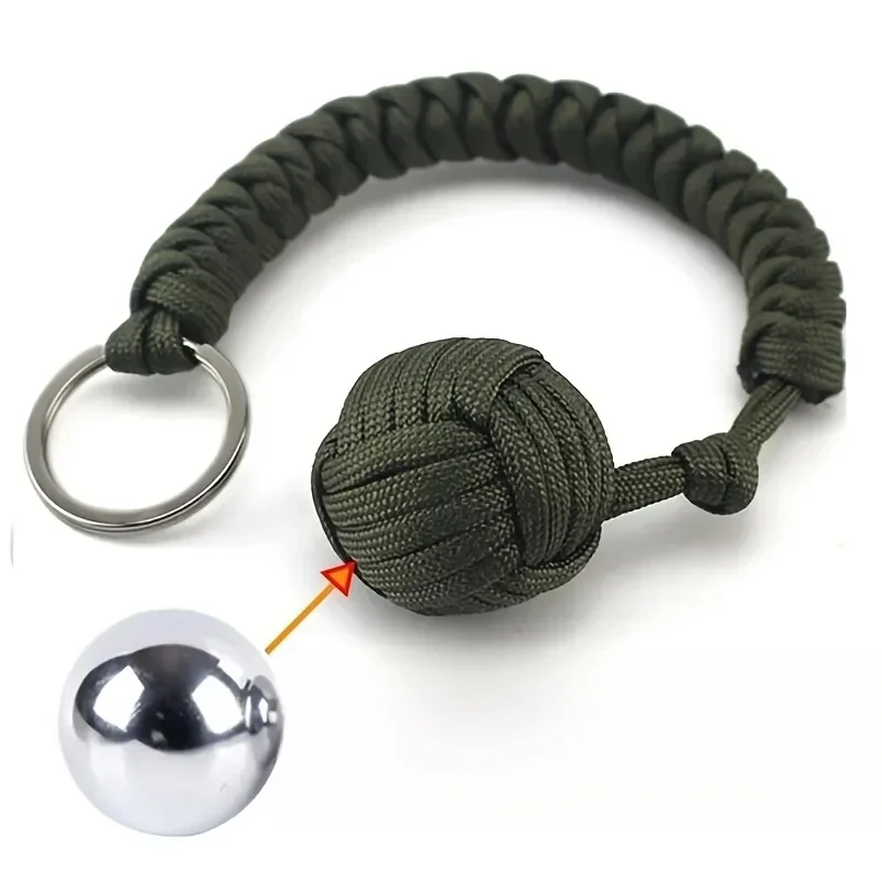 Outdoor zelfverdediging paraplu touw, Monkey Fist stalen kogel, Paracord Survival sleutelhanger, Outdoor veiligheidsbescherming accessoires - afbeelding 2