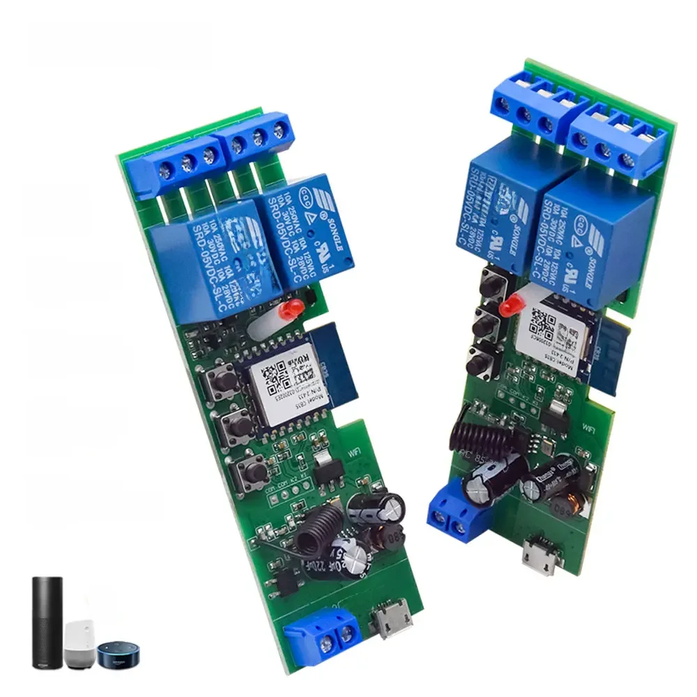 Tuya Smart Home 2CH Wifi Motor Forward Reverse Switch DC 12V 24V 32V 110V 220V, 2-kanałowy moduł przekaźnika, Alexa Voice Remote Control — zdjęcie 2