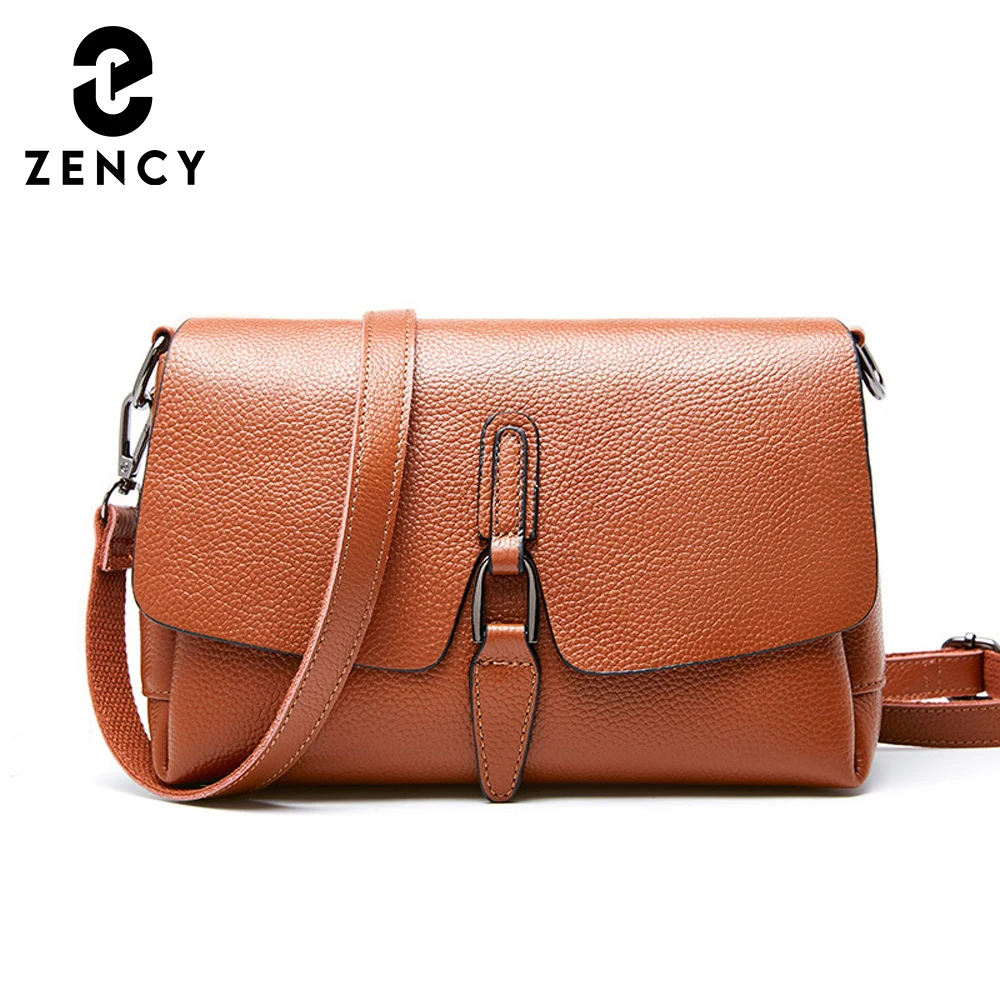 

Zency Luxury Women Shoulder Bag Made Of Genuine Leather Daily Casual Crossbody Bags High Quality Small Flap Black Grey Handbag