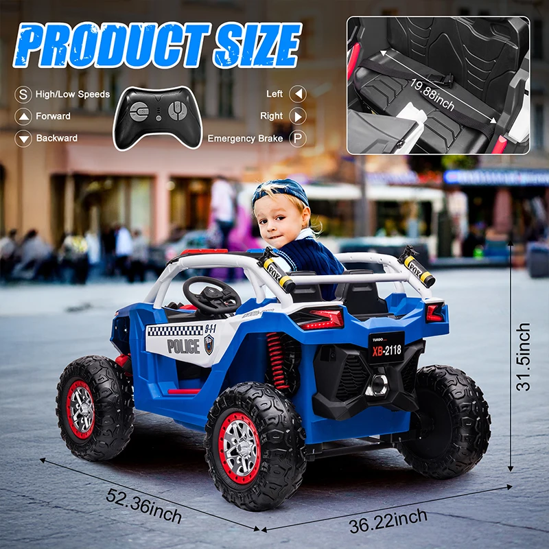 24V UTV Elektrofahrzeug Auto 2-Sitzer Kinder Fahrtenauto Batteriebetriebenes Elektroauto für Kinder Geschenke Spielzeug mit Fernbedienung