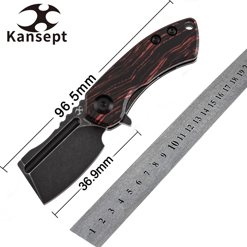 

Kansept Knives Mini Korvid K3030S1 1.45'' Blackwash CPM S35VN and Red and Black G-mascus Koch Tools Design for EDC Carry Gift