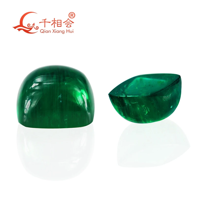 Cushion shape flat back cabochon  Grown Hydrothermal emerald green color including minor cracks inclusions loose gem stone