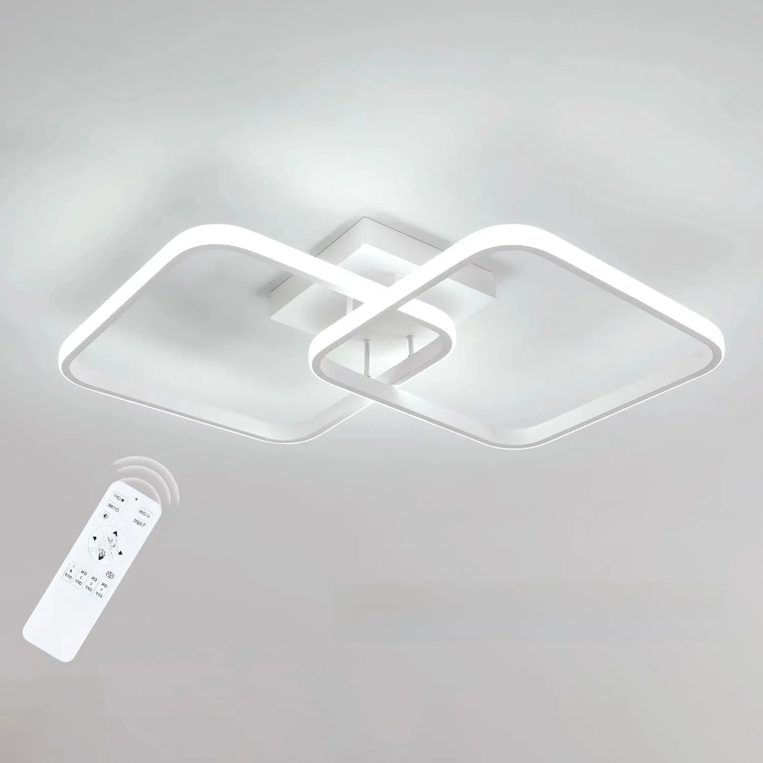 Dimmbare Deckenleuchte, ferngesteuerte Deckenleuchte 3000K-6500K, moderne quadratische LED-Deckenleuchte für Schlafzimmer und Wohnzimmer