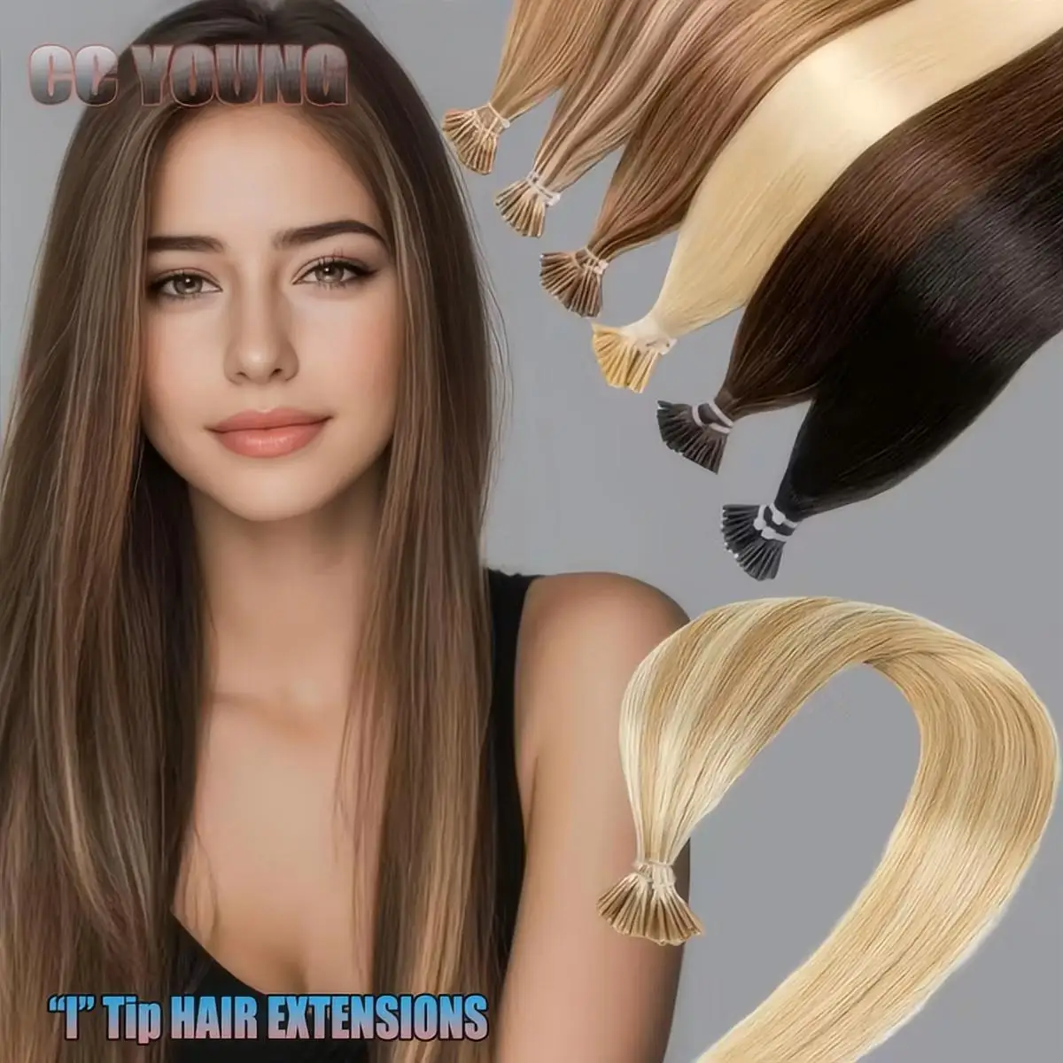 

Натуральные прямые волосы Hot Fusion I Tip с кератиновым покрытием, простые в установке и долговечные мягкие и гладкие шиньоны