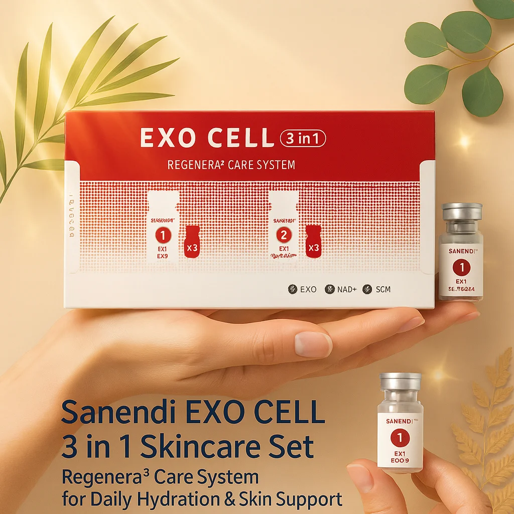 3-in-1 EXO Cell NAD+ HA Solution Sanendi huidverzorgingssysteem met GHK-Cu voor gezichtshydratatie en verfijnde, geruststellende huidaanraking