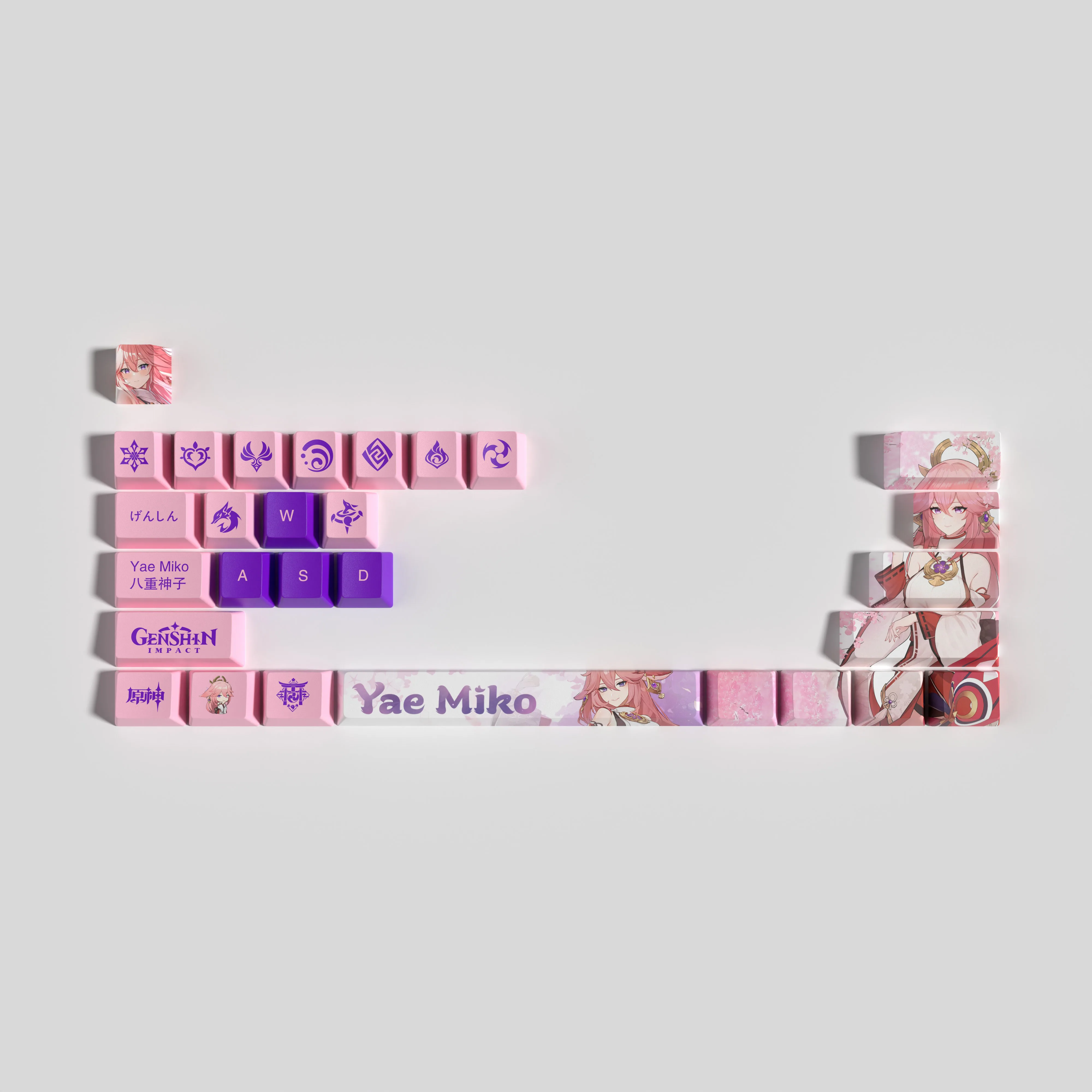 Genshin Impact Keycaps Yae Miko Keycaps Profil OEM 29Keys PBT Dye Sub Keycaps