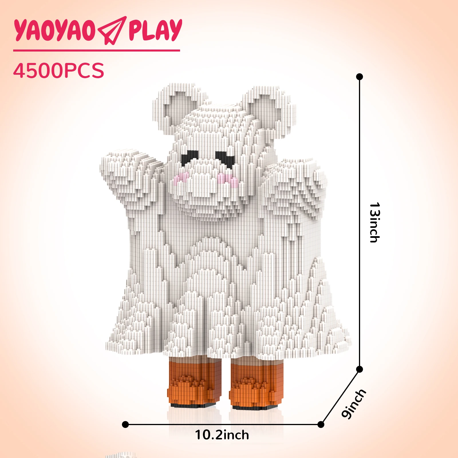 かわいいゴーストベア 積み木セット 4500ピース ABS DIY ブロック ベア おもちゃ ハロウィンギフト おしゃれな部屋飾り 男の子 女の子 コレクター向け