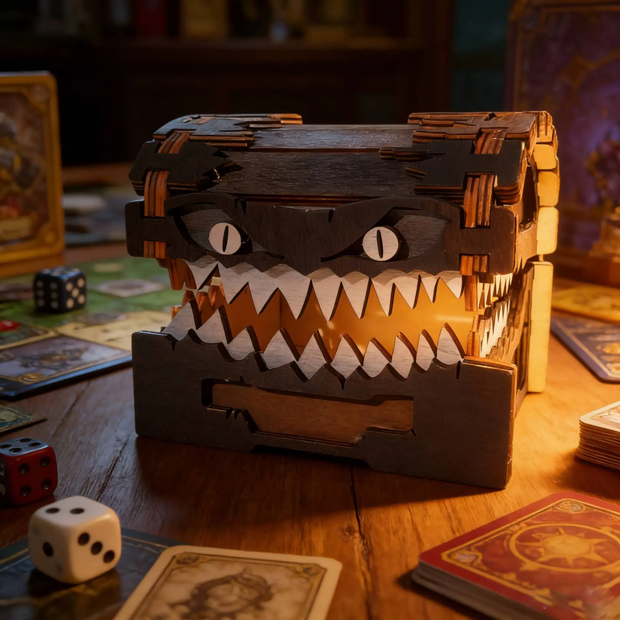 

Wooden Dice Box Decor Monster Teeth dice Case collection box for RPG players Home Decoration Resin Metal DND dice tower