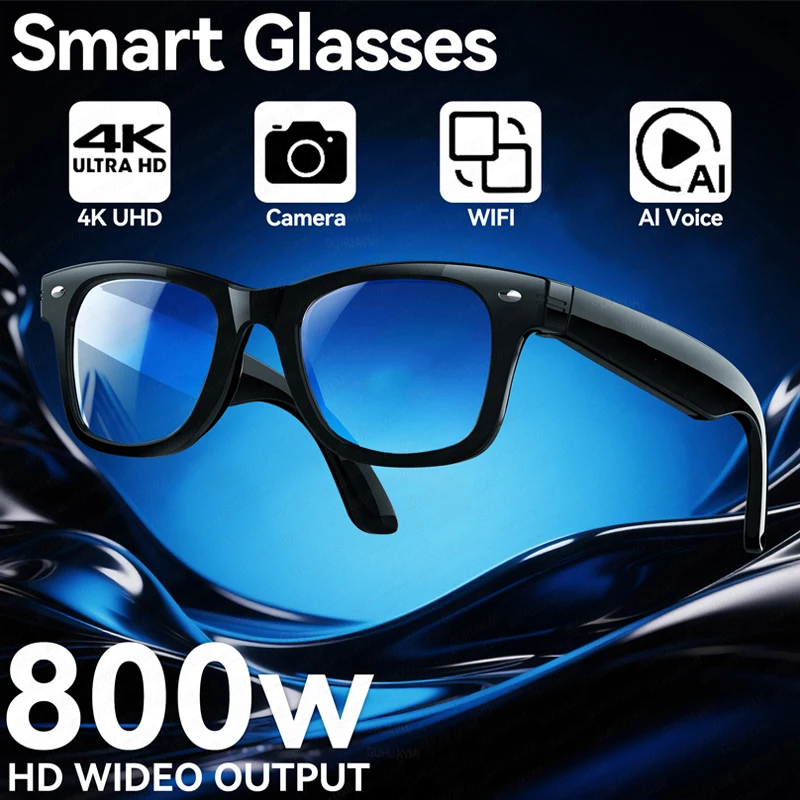 

2025 New 800W Camera Glasses Bluetooth Smart Glasses with Camera Voice Call Music Smart Sunglasses Video Sound Record AI Glasses