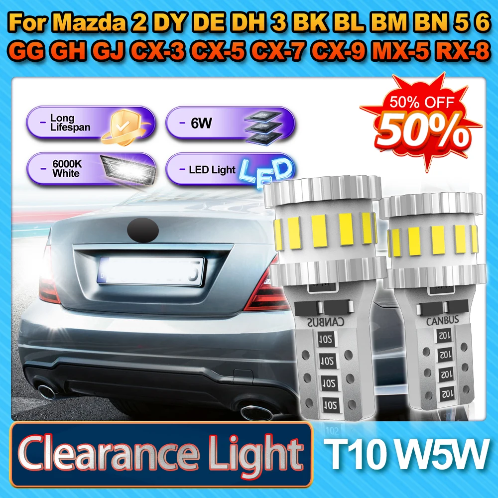 12 В T10 W5W Мигающий светодиодный габаритный фонарь 3400LM для Mazda 2 DY DE DH 3 BK BL BM BN 5 6 GG GH GJ CX-3 CX-5 CX-7 CX-9 MX-5 RX-8