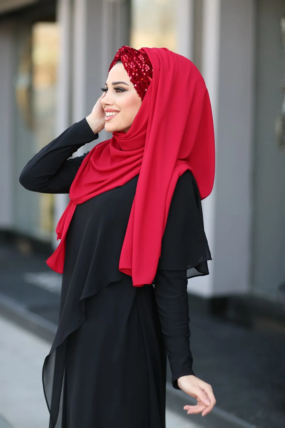 Hijab Turban Shawl Headscarf Female Head Voile Chiffon Foulard Muslim Clothing For Women Islamic Clothes Accessory Sequin وشاح