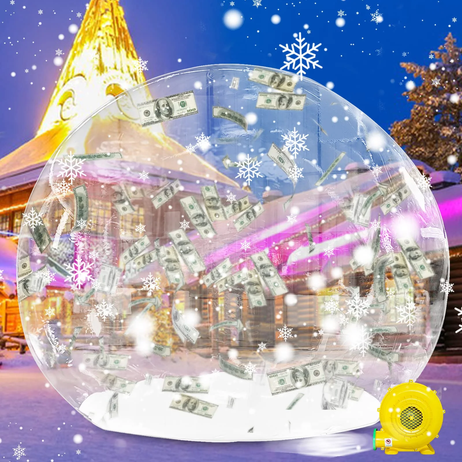 Inflatable Snow Globe 10ft Giant Clear Bubble Tent with Blower Inflatable Bubble Igloo Tent for Festival, Christma Advertising