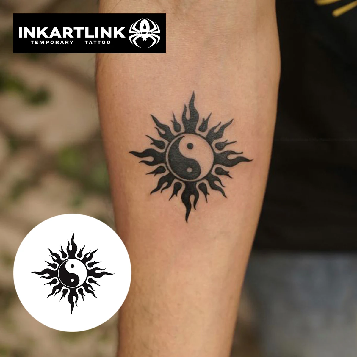 Tai Chi Flame Temporary Tattoo,Lasts To 15 Days New Technology Magic Waterproof Semi Permanent Sticker