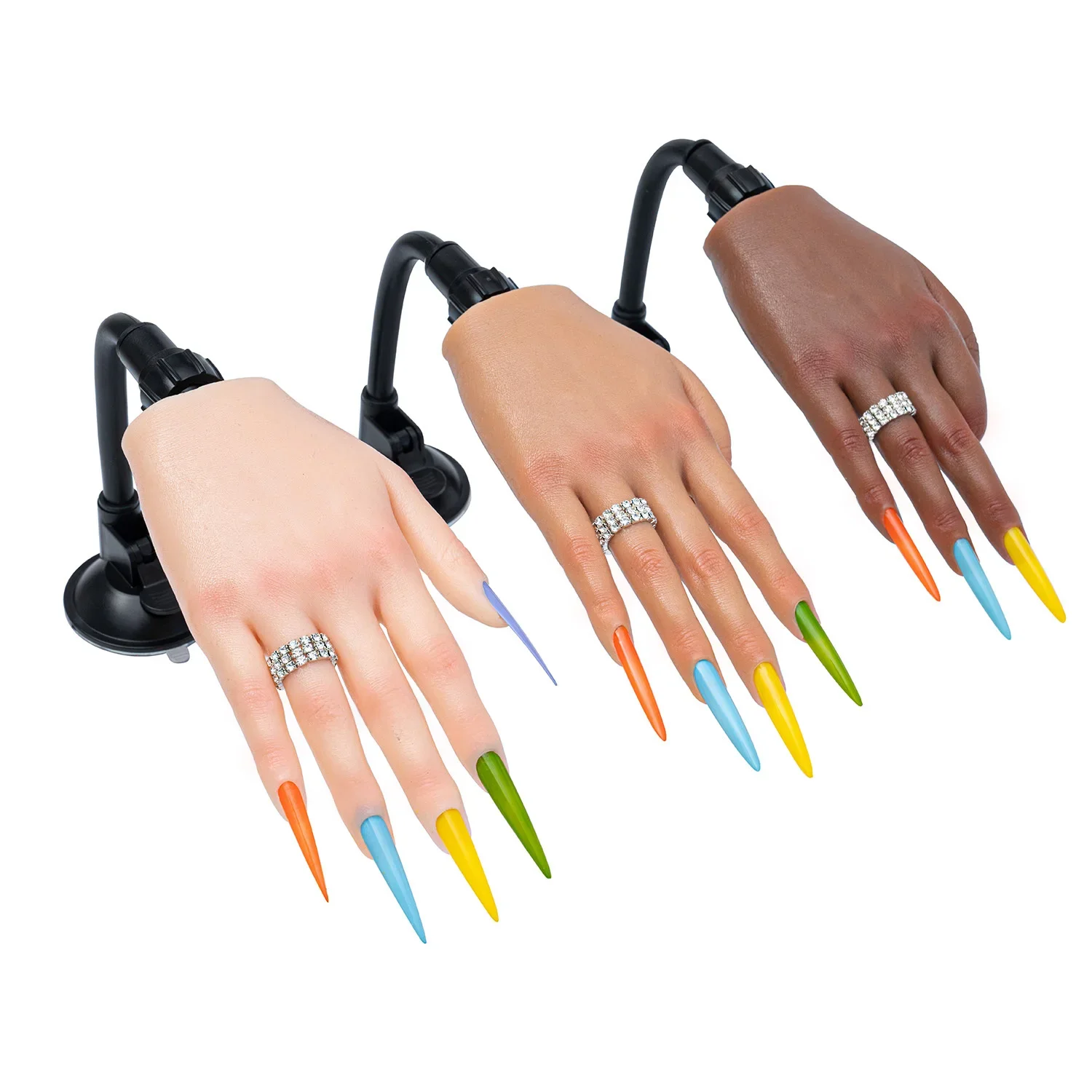 Mão de prática de treinamento de unhas para unhas acrílicas mãos falsas de silicone para prática de