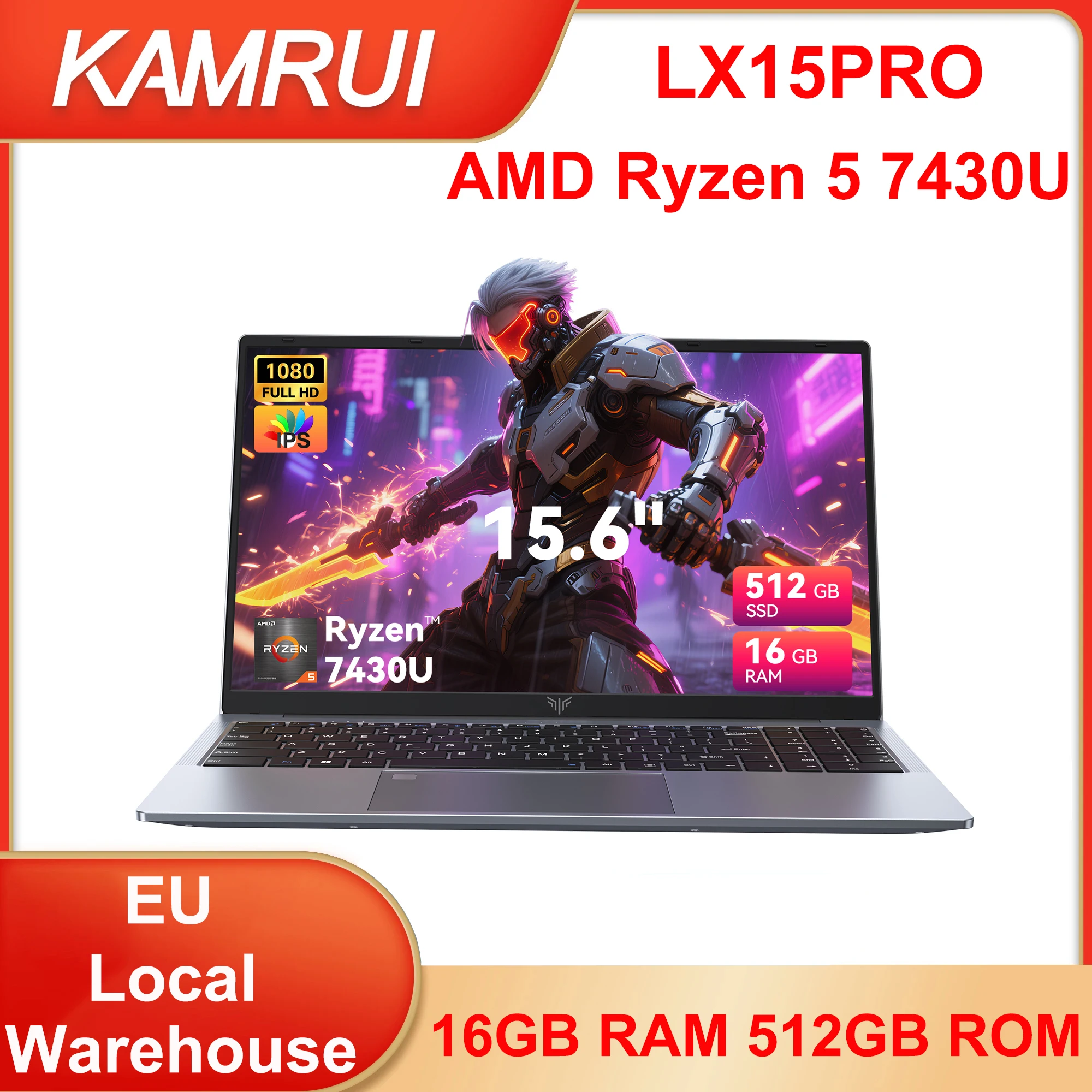 KAMRUI LX15PRO, portátil para juegos con procesador AMD Ryzen 5 7430U, pantalla de 15,6 pulgadas, 16 GB de RAM DDR4, 512 GB de almacenamiento FHD, 16 GB de RAM DDR4, 512 GB de SSD M.2, sistema operativo Windows 11 Pro, 180 grados. ° Portátil con Wi-Fi 6, Bluetooth 5.2, para oficina y uso general.