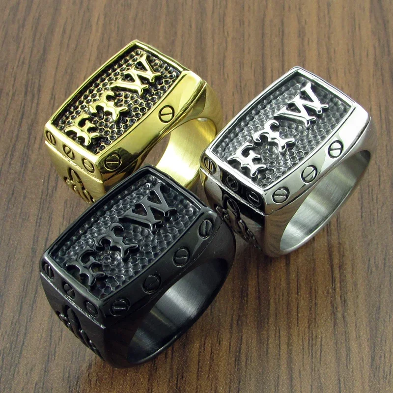 AliExpress Catiger Punk 316L Stainless Steel Silver color Black FTW Middle Finger Mechanical Screw Motor Cycle Letter Biker Ring Sports Rider Ring