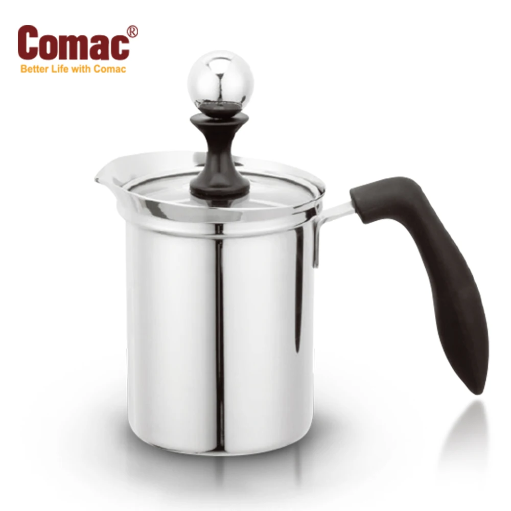 Comac Stainless Steel Manual Milk Frother (Glass Lid) 400ml (S7)