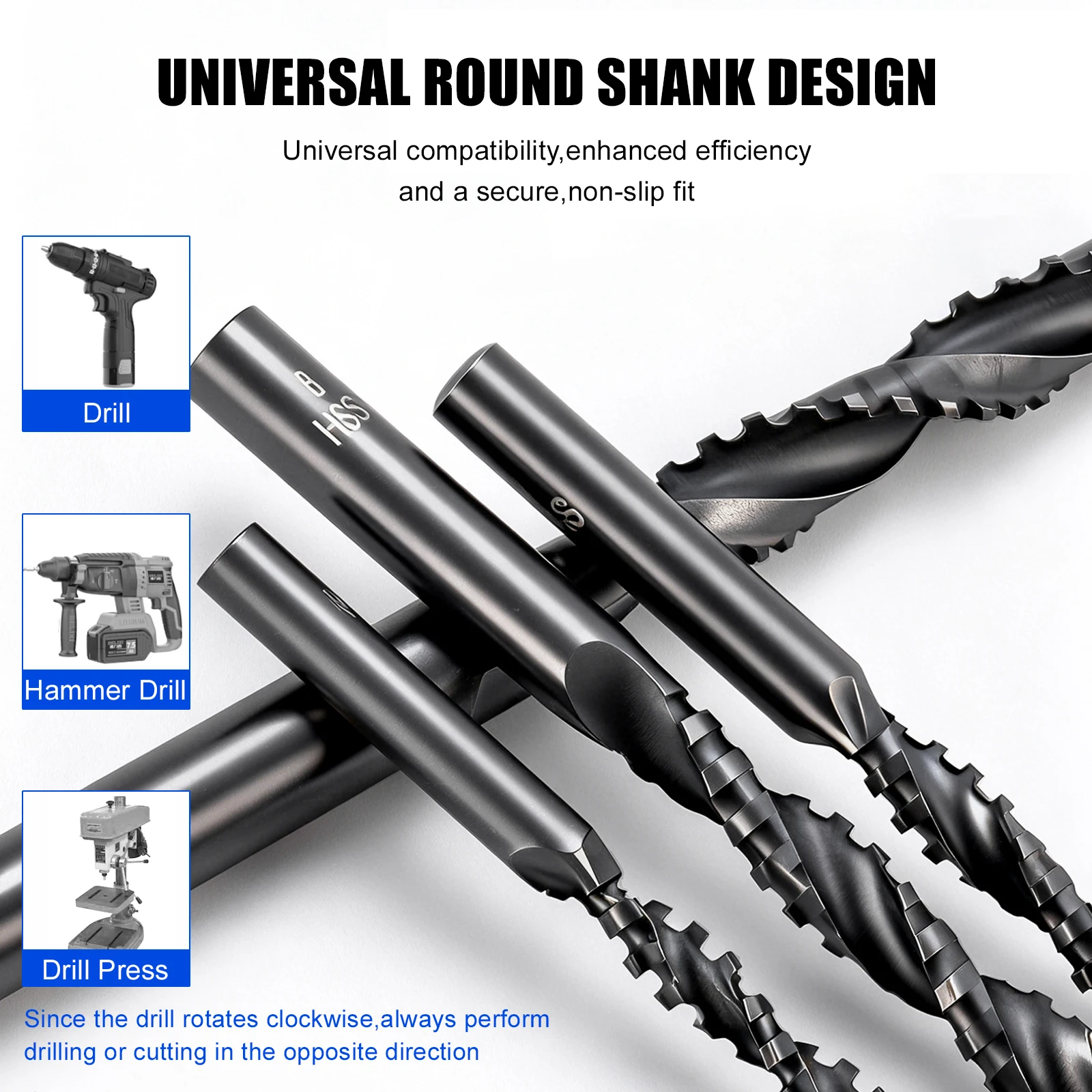 لقمة مثقاب عالمية HSS للحفر وتشكيل التوسيع والقطع الزخرفية بالخشب PVC والمعادن بتصميم متعدد الاستخدامات 4 في 1