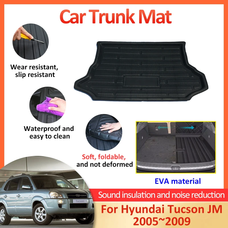 Trunk Mat For Hyundai Tucson JM 2005 2006 2007 2008 2009 Protector Pads Carpet Rear Boot Cargo Liner Covers Car Auto Accessories