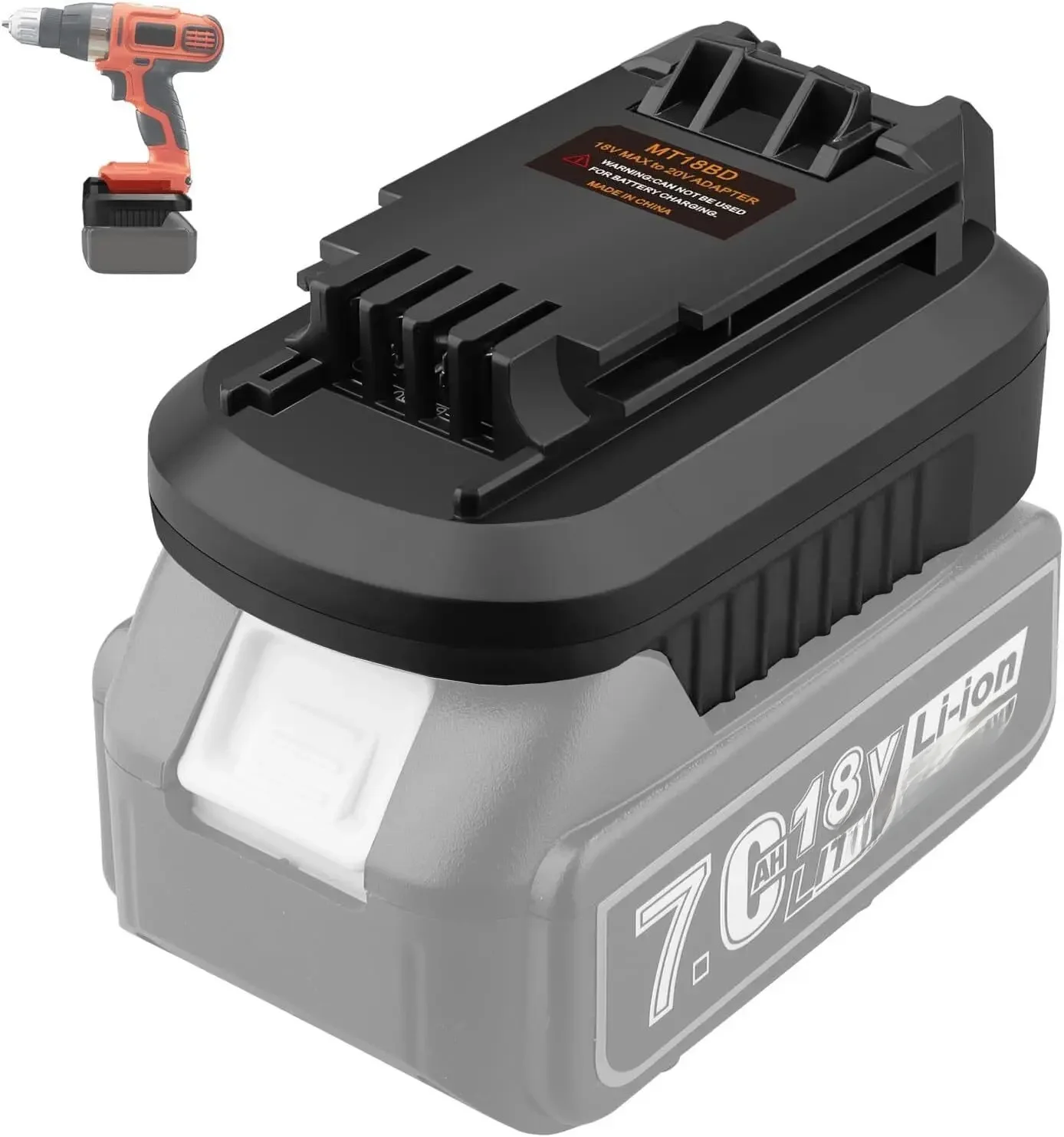 Akku-Adapter für Black Decker 20 V Akku-Werkzeugkonverter für Makita 18 V Li-Ionen-Akku, umwandelbar in Black&Decker 20 V Bohrer