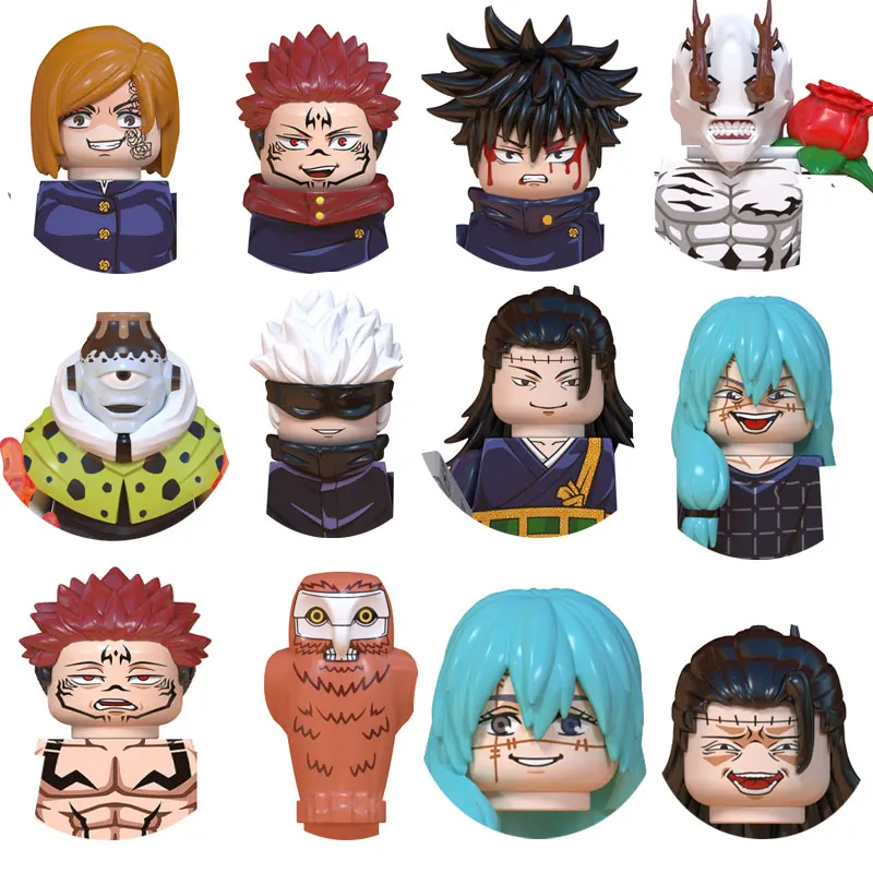 Japanese Anime Jujutsu Kaisen  Building Blocks Satoru Fushiguro Megumi Rogo Mini Action Cartoon Doll Model Children\'s Toy Gifts