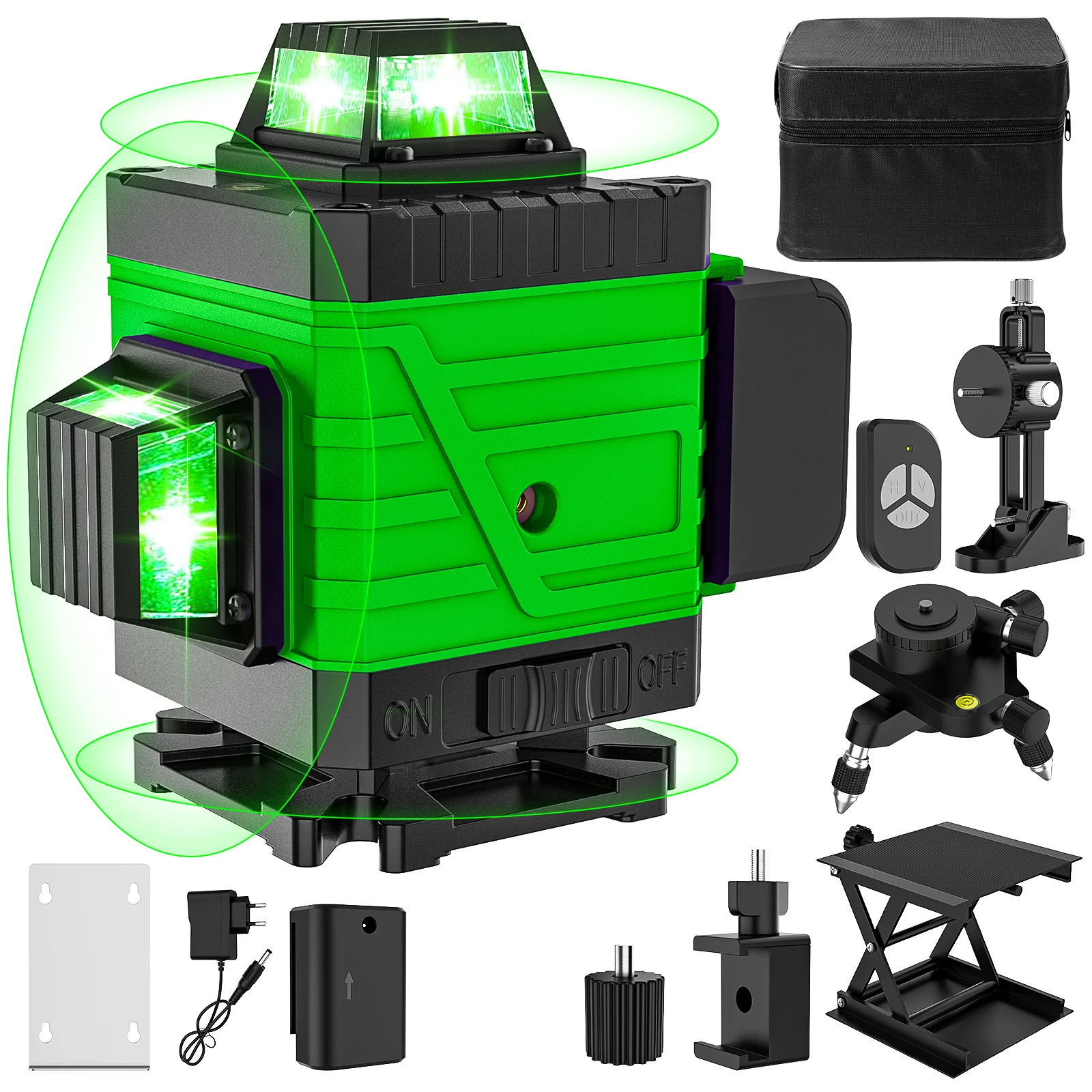 16 Lijnen 4d Laser Niveau 12 Lijnen 3d Niveau 360 ° Zelflifting Horizontale En Verticale Cross Super Power Groene Laserstralen