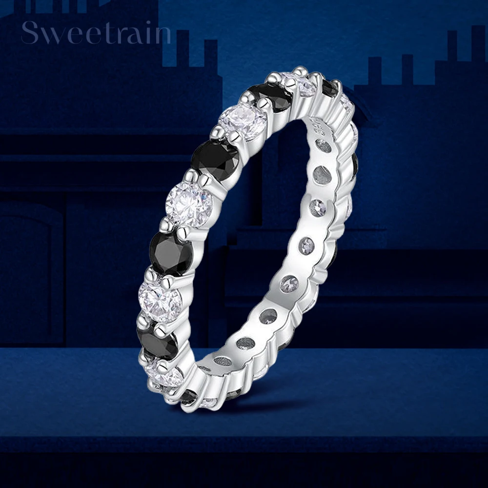 S925 Silver 3mm All Moissanite Ring Classic Full Eternity Wedding Band for Women Anniversary Engagement Rings With Certificate