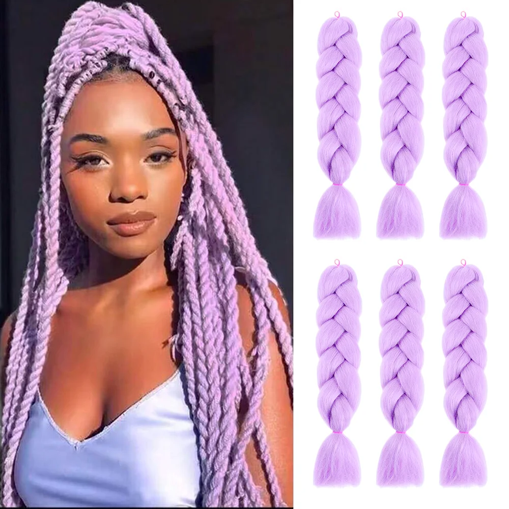 Ombre Jumbo Braiding Hair para Mulheres, Crochet Twist, Box Tranças, Rainbow Colorido, Extensões De Cabelo Sintético, 24"