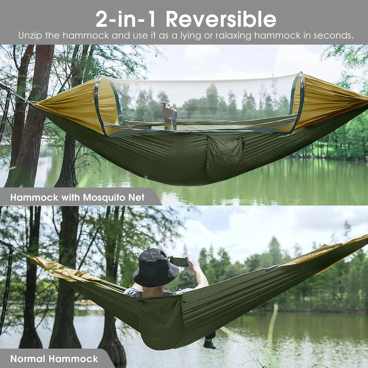 Outdoor Camping Mosquito Net - Fully Automatic Quick-Open Mosquito Net Hammock,