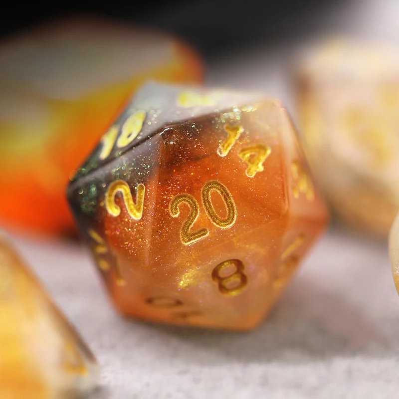 7Pcs/Set Rose Gold and White Nebula Starry Sky Dice D&D COC Dice D4 D6 D8 D10 D% D12 D20 Table Games DND RPG Dice Set