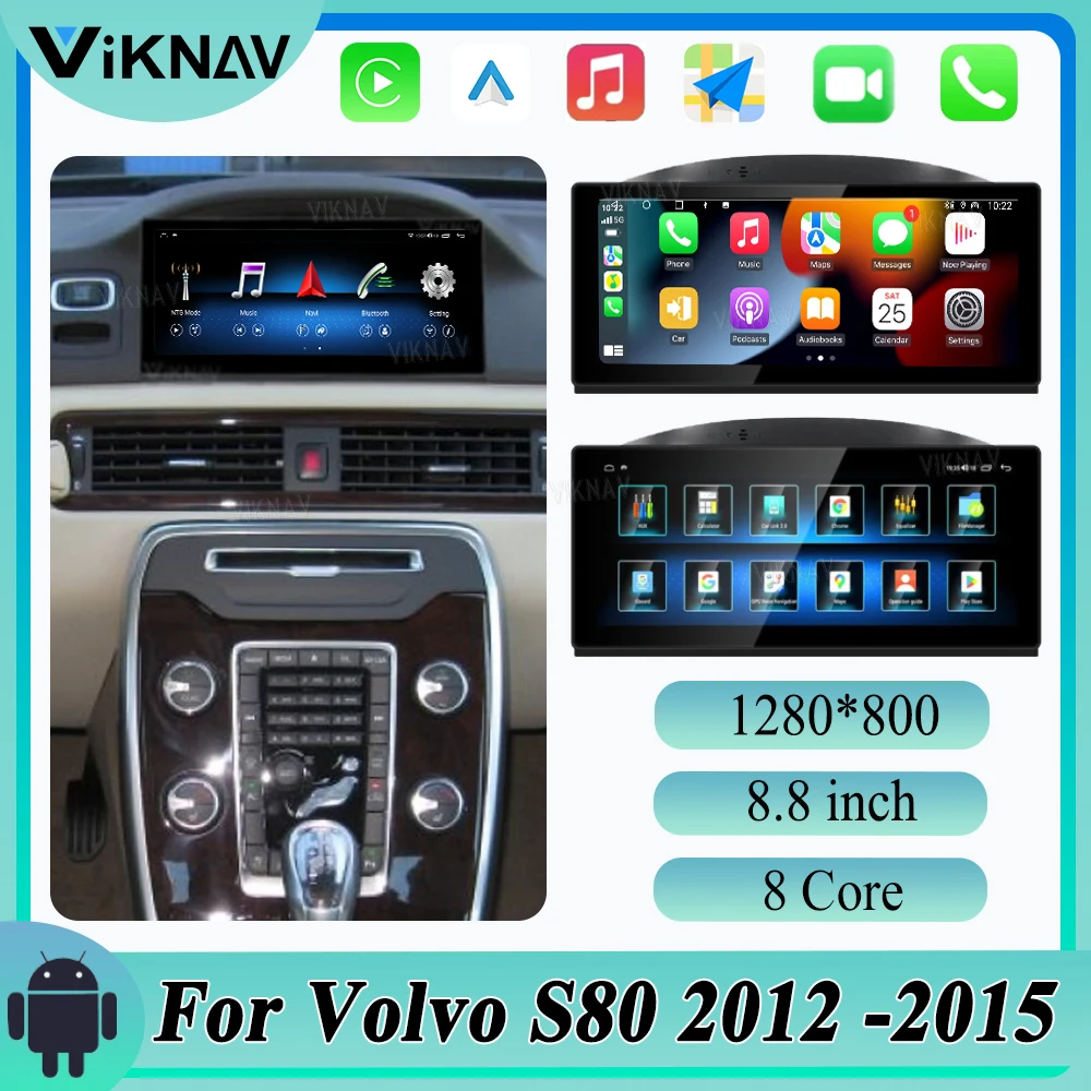 Upgrade Android Car Radio For Volvo S80 2012-2015 GPS Navigation Multimedia Player IPS Touch HD Screen Carplay Auto WIFI 4G DVD