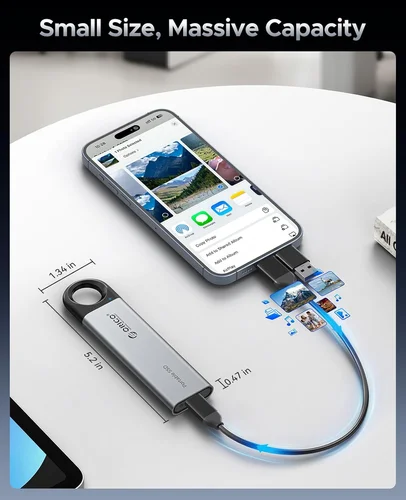 Imagen 2 del producto ORICO SSD externo de 1 TB: velocidad ultrarrápida de 460 MB/s, diseño de gancho para colgar, Plug & Play, duradero y portátil duradero y portátil C5