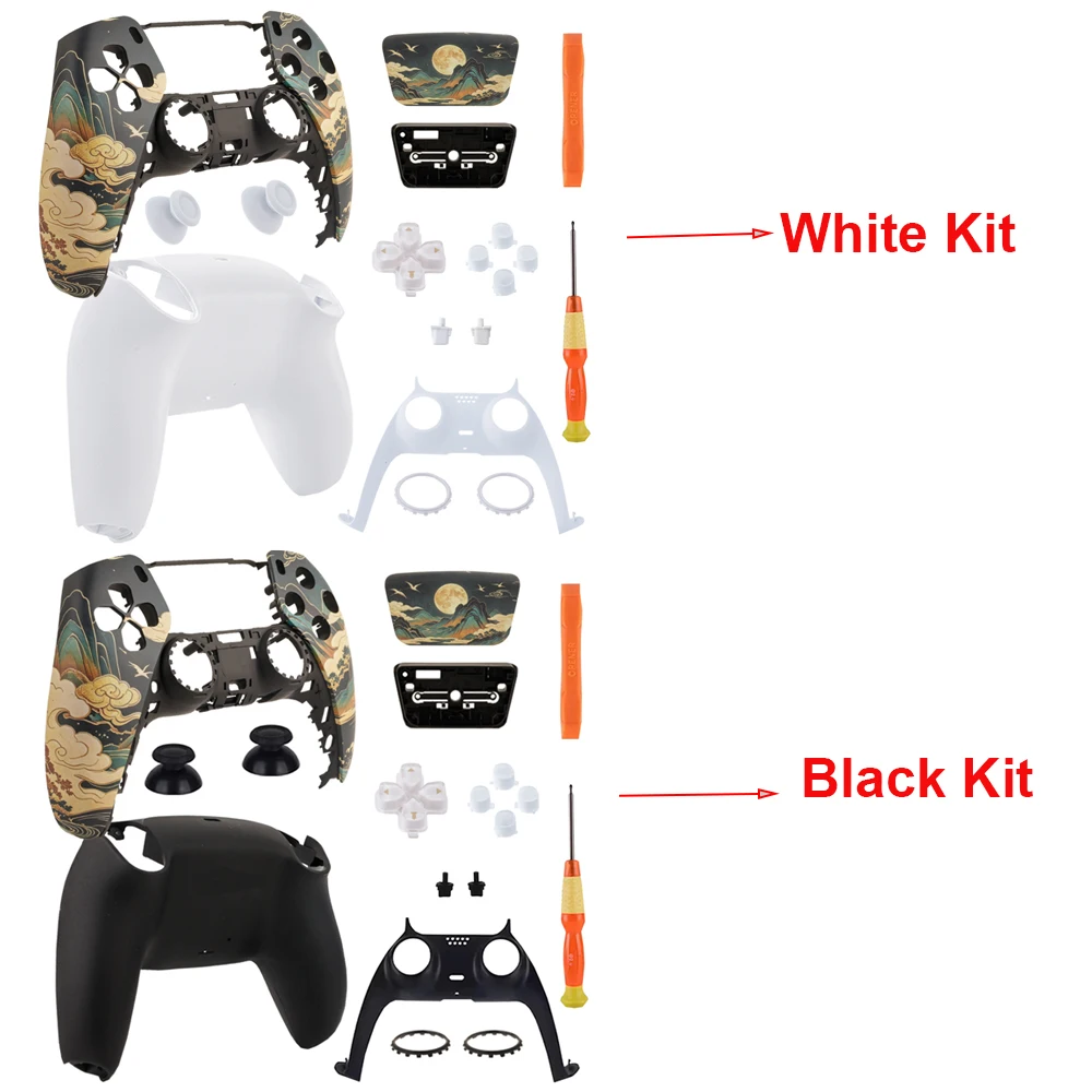 Custom Full Housing Shell Kit For PS5 Controller BDM-010/020/030/040/050 Touchpad Buttons Thumbsticks Front Back Cover DIY Mod