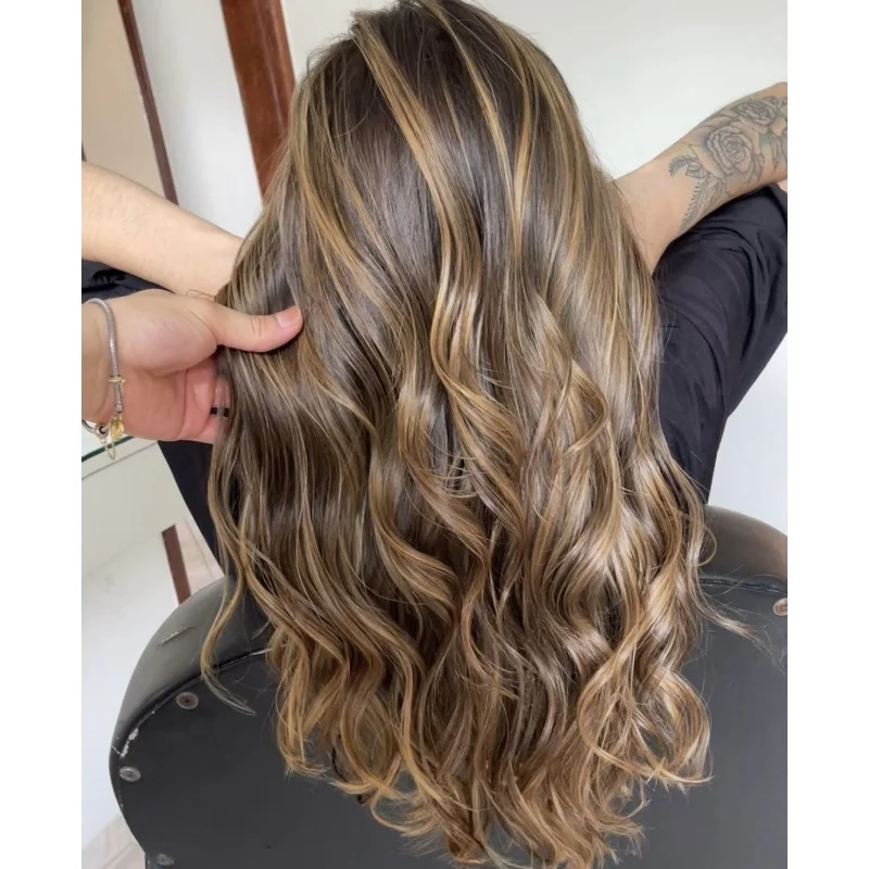 Parrucca per capelli con parte centrale a onda lunga Uso quotidiano Parrucca per capelli umani con calore naturale per le donne COSPLAY PARTY Parrucca sexy con base in seta