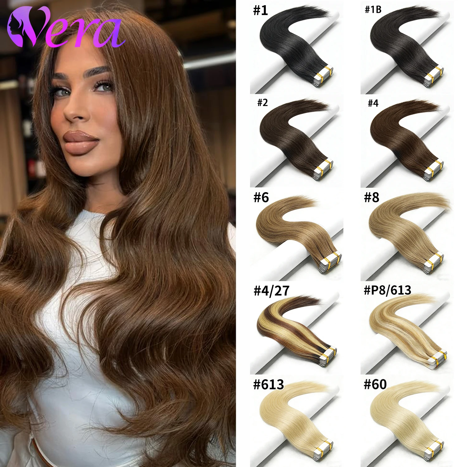 

Tape In Hair Extensions Real Remy Human Hair Invisible Seamless Skin Weft Color 4 Chocolate Brown Tape Ins Brazilian Hair 50G