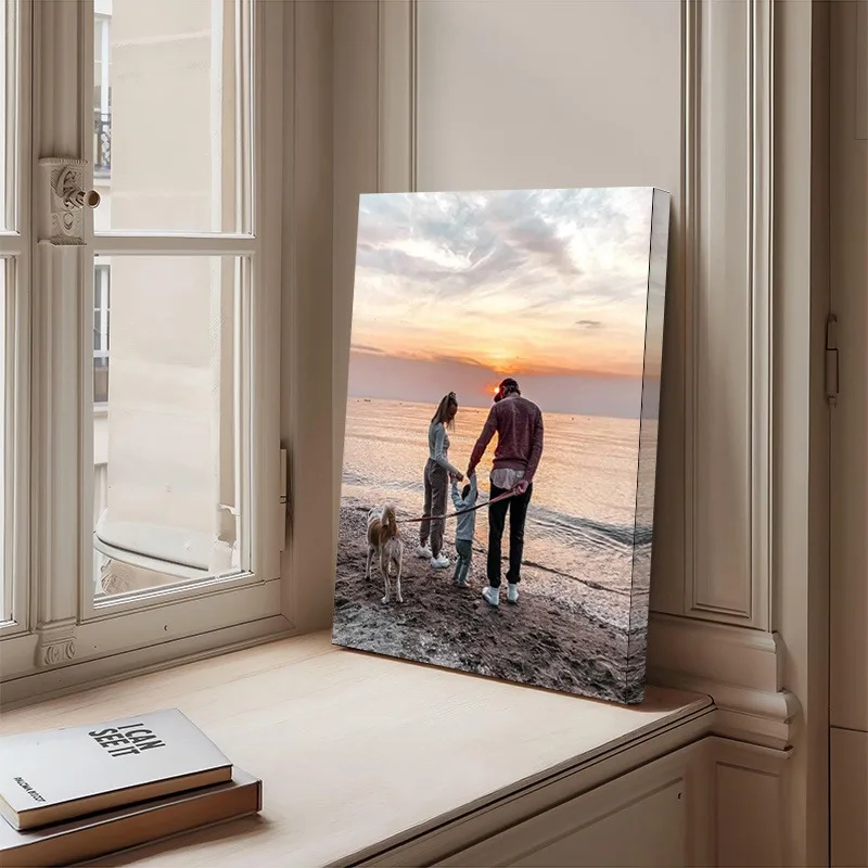 1Pc Personalized Family Photo Canvas Wall Art Custom Printed Picture with Frame Home Decor Keepsake Gift