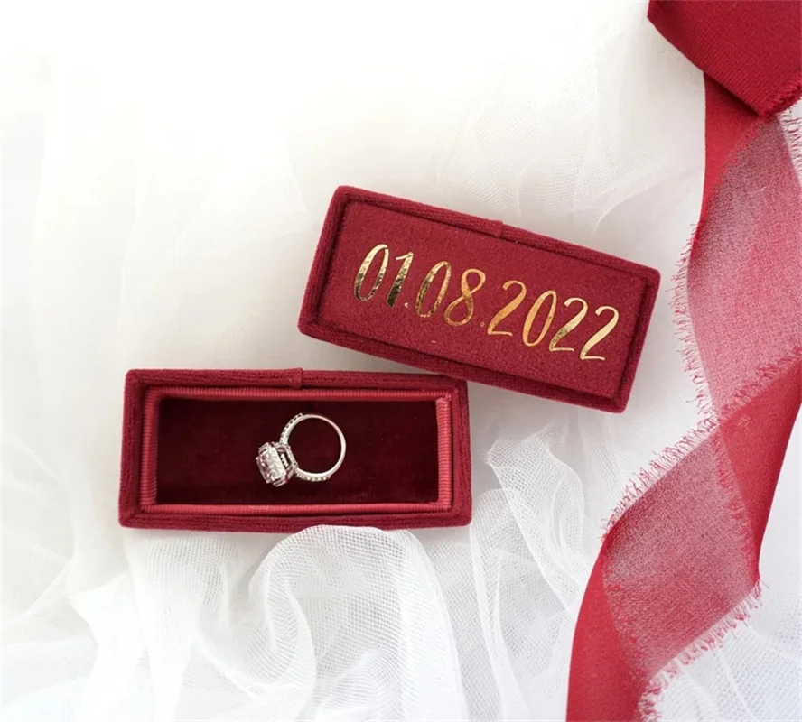 Triple/Double/Single Ceremony Velvet Ring Box, Christmas & Holiday Gift, Custom Ring, Engagement, Wedding, Proposal, Bridal