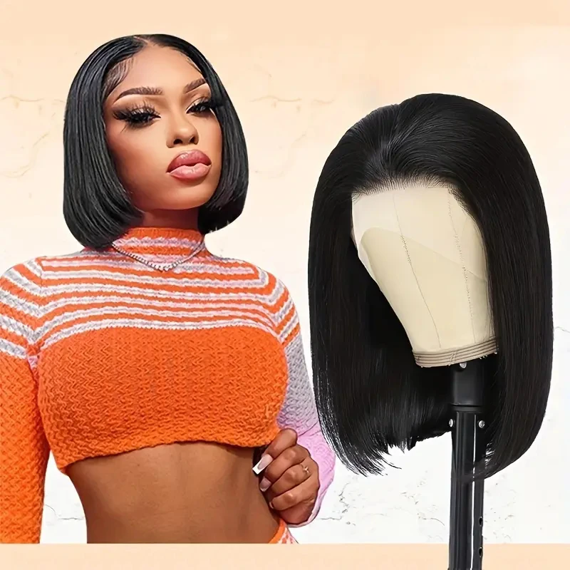 Alimice 4x4 Bob Wig Human Hair 4x4 HD Lace Front Wigs Human Hair Glueless Short Bob Closure Wigs 12 14 16 Inch