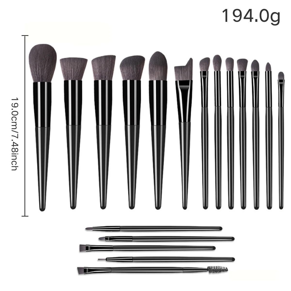 Ensemble de pinceaux de maquillage synthétiques noirs, fond de teint, correcteur, fard à barrage, fard à joues, haute qualité, 18 pièces