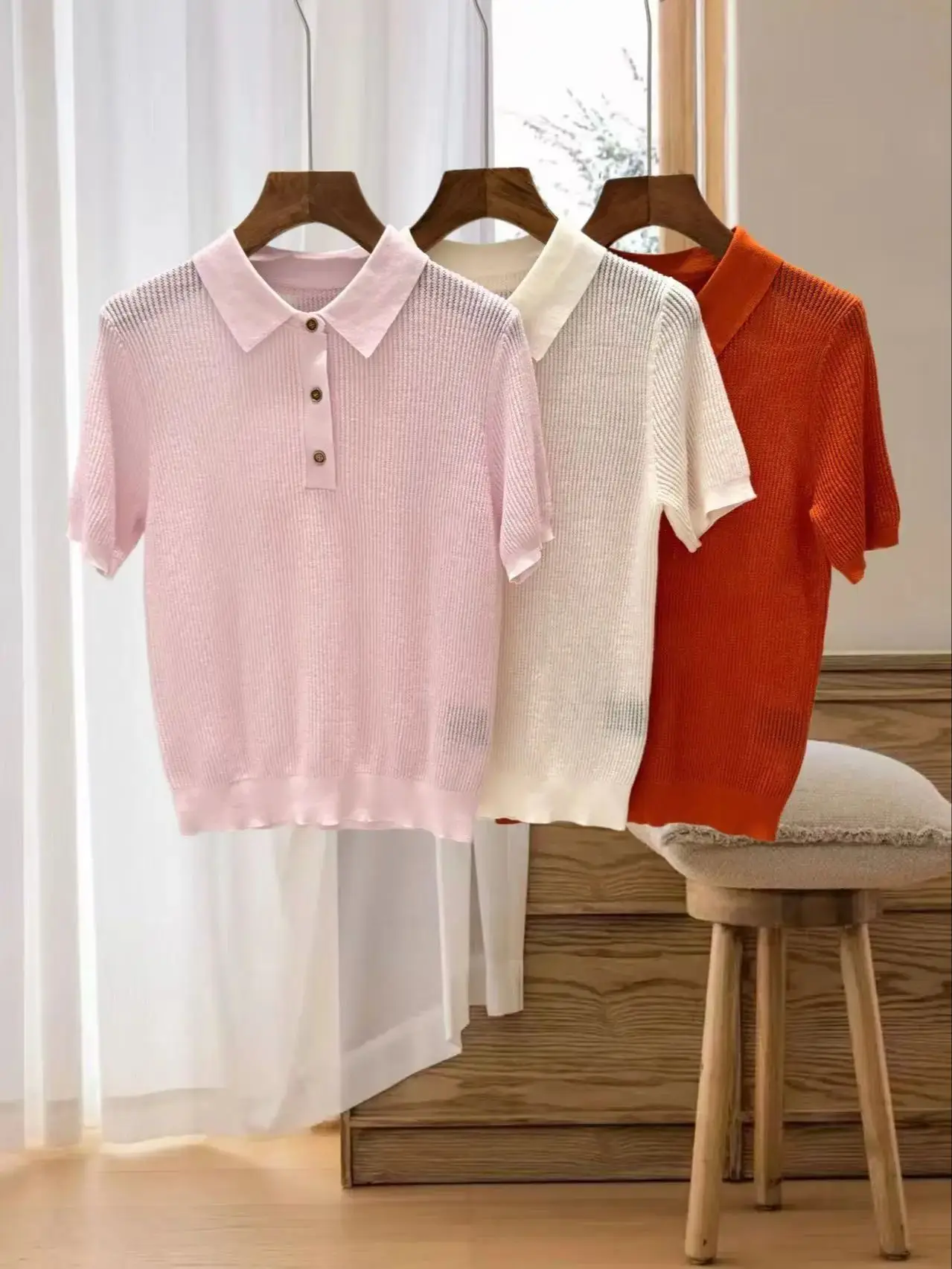 

Классическая универсальная высококачественная шерстяная рубашка-поло с коротким рукавом