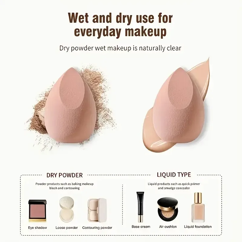 Pacote de 3 esponjas de maquiagem - ativadas por água, sem látex, para líquidos e pó, mistura suave, adequadas para viagens (cores sortidas) ​