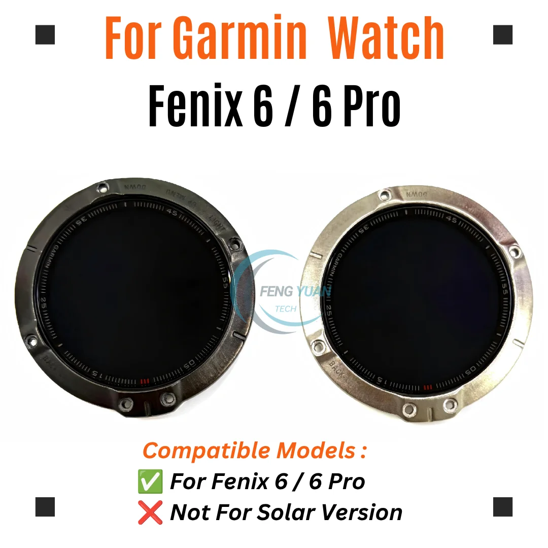 LCD Screen Replacement For Garmin Fenix 6 6 Pro Non-Solar Version Display Repair Parts