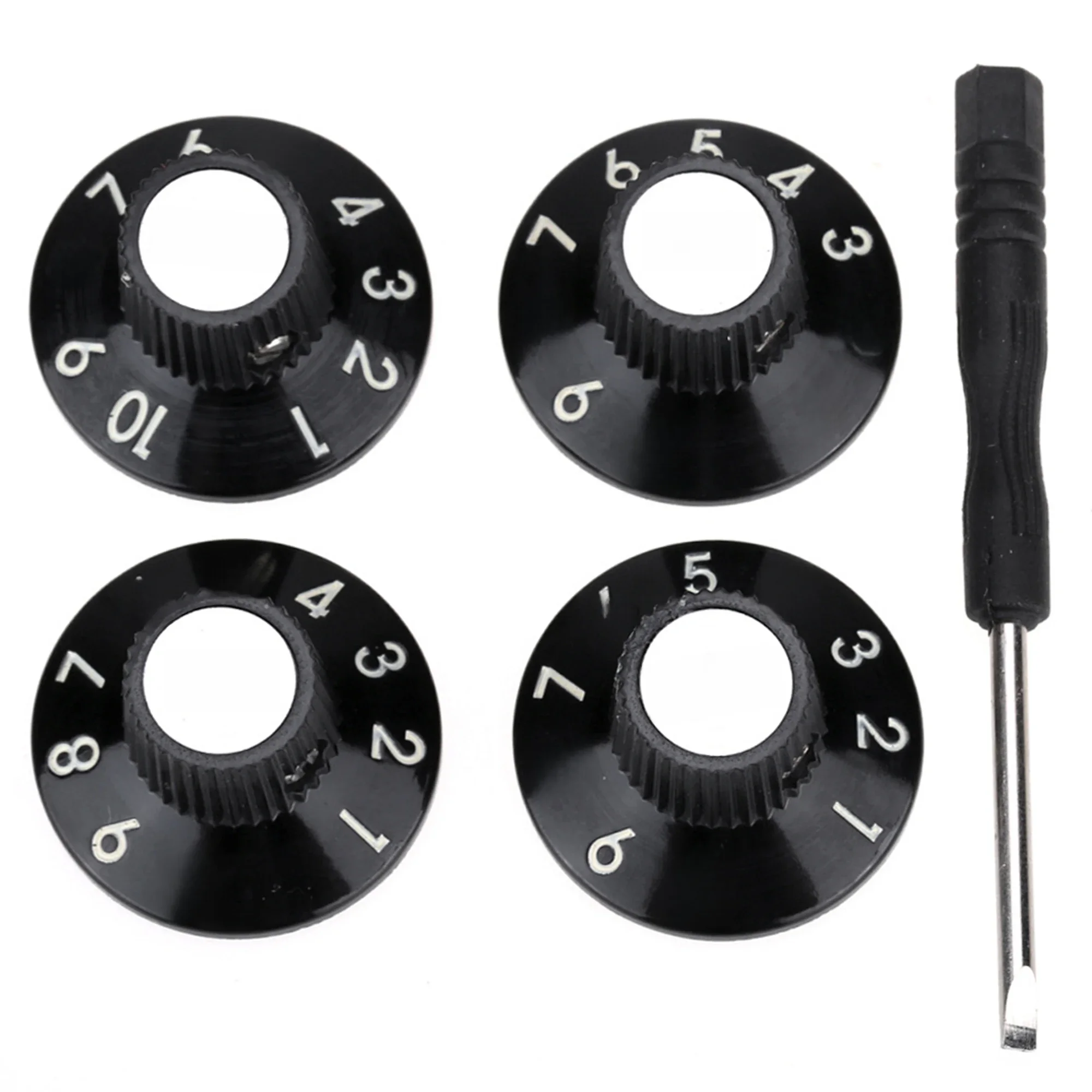 Musiclily Pro 1/4 Inch Universal Fitting Solid Knobs Guitar 2 Tone 2 Volume Amplifier Effect Pedal Witch Hat Skirted Knobs Set — zdjęcie 2