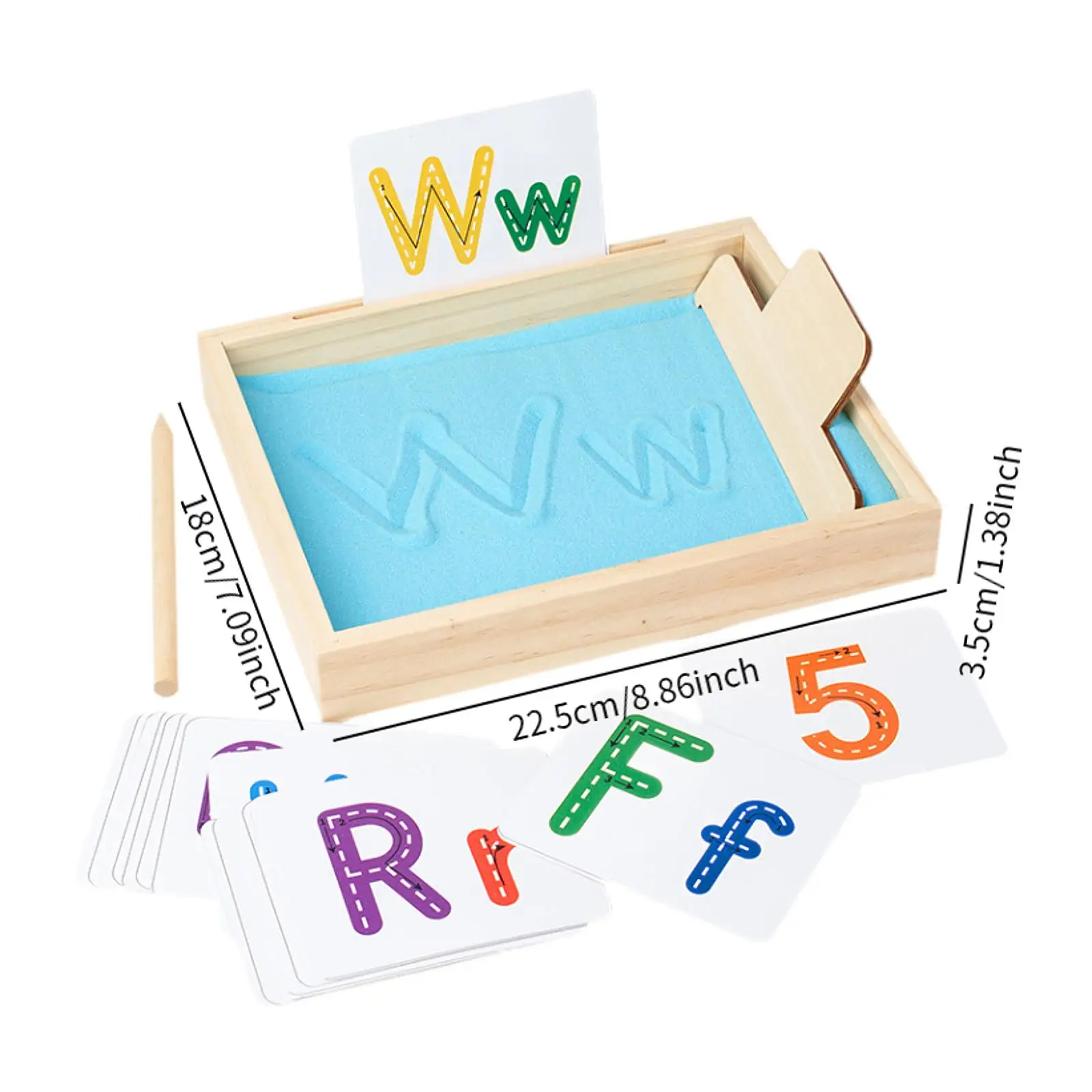 Bandeja de arena Montessori de madera, juego de juguetes educativos con tarjetas de letras y números para niños, juguetes de rompecabezas de aprendizaje creativo