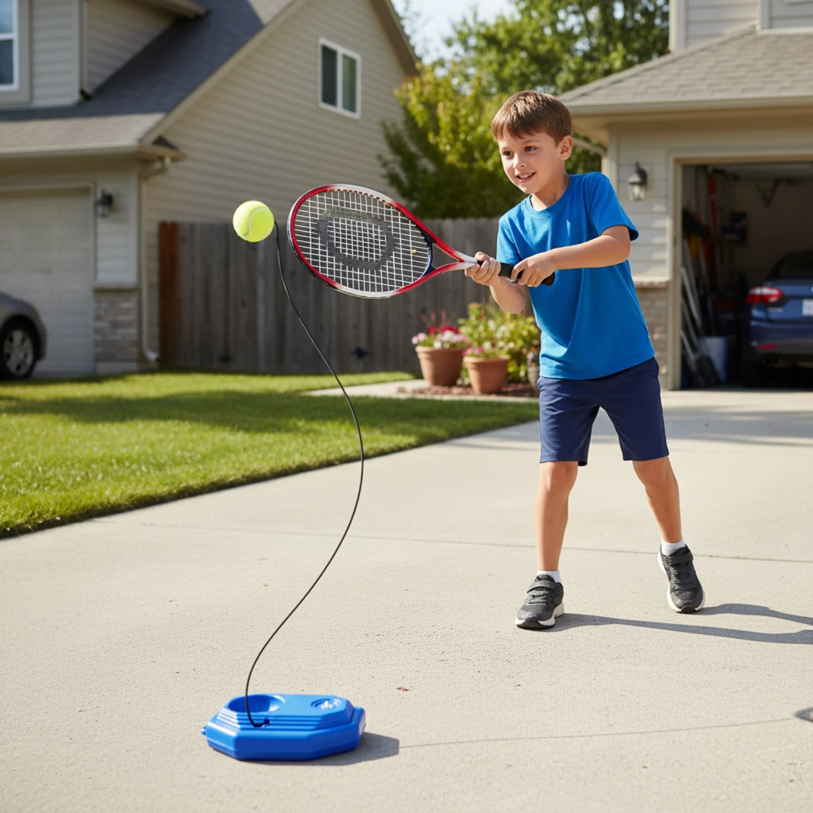 

Rebound Tennis Trainer Self Practice Training Equipment With Elastic Rope Portable Single Play Tennis Set for Beginner Kids