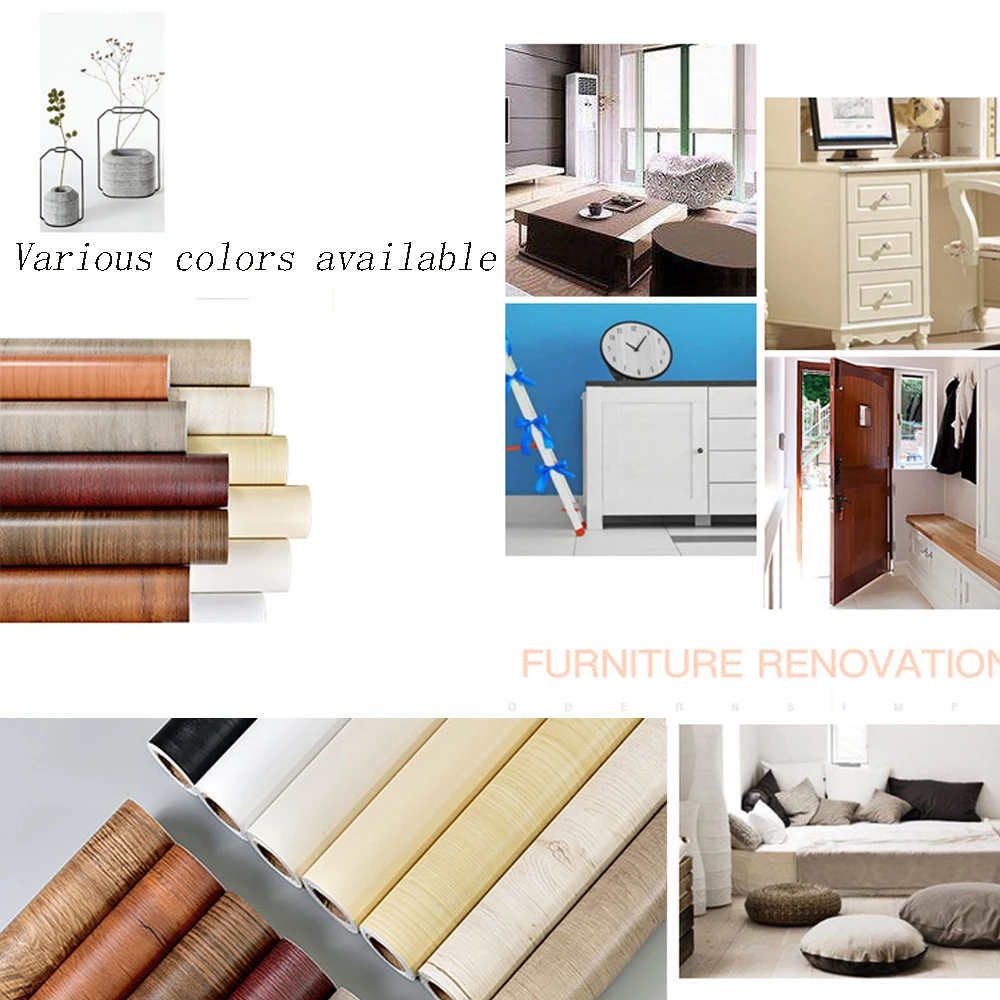 PVC Waterproof Wood Vinyl Wallpaper Roll Self Adhesive Decor Contact Paper Doors Cabinet Desktop Furniture Decorative Sticker - view 6